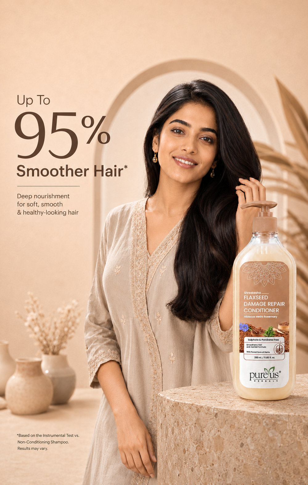 Shreekesha Flaxseed Damage Repair Conditioner for Smoothens & Nourishes Dry Hair- 350 ml