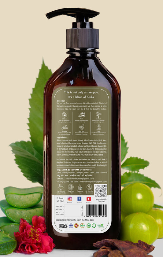 Shreekesha 10 Herbs in 1 Sulphate Free Shampoo for Hair Fall & Damage Control (350 ml)