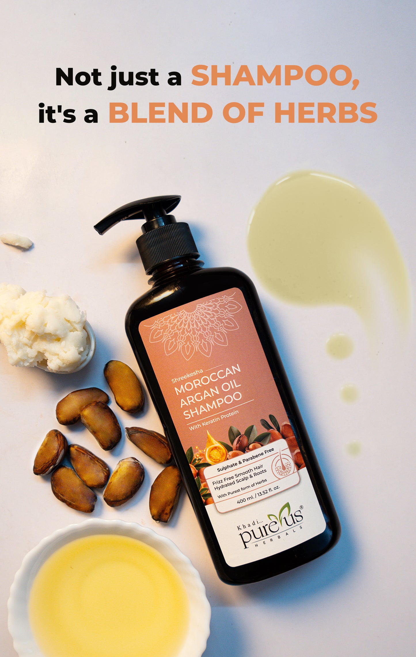 Shreekesha Moroccan Argan Oil Sulphate Free Shampoo for Hair Fall & Frizzy Hair (400 ml)