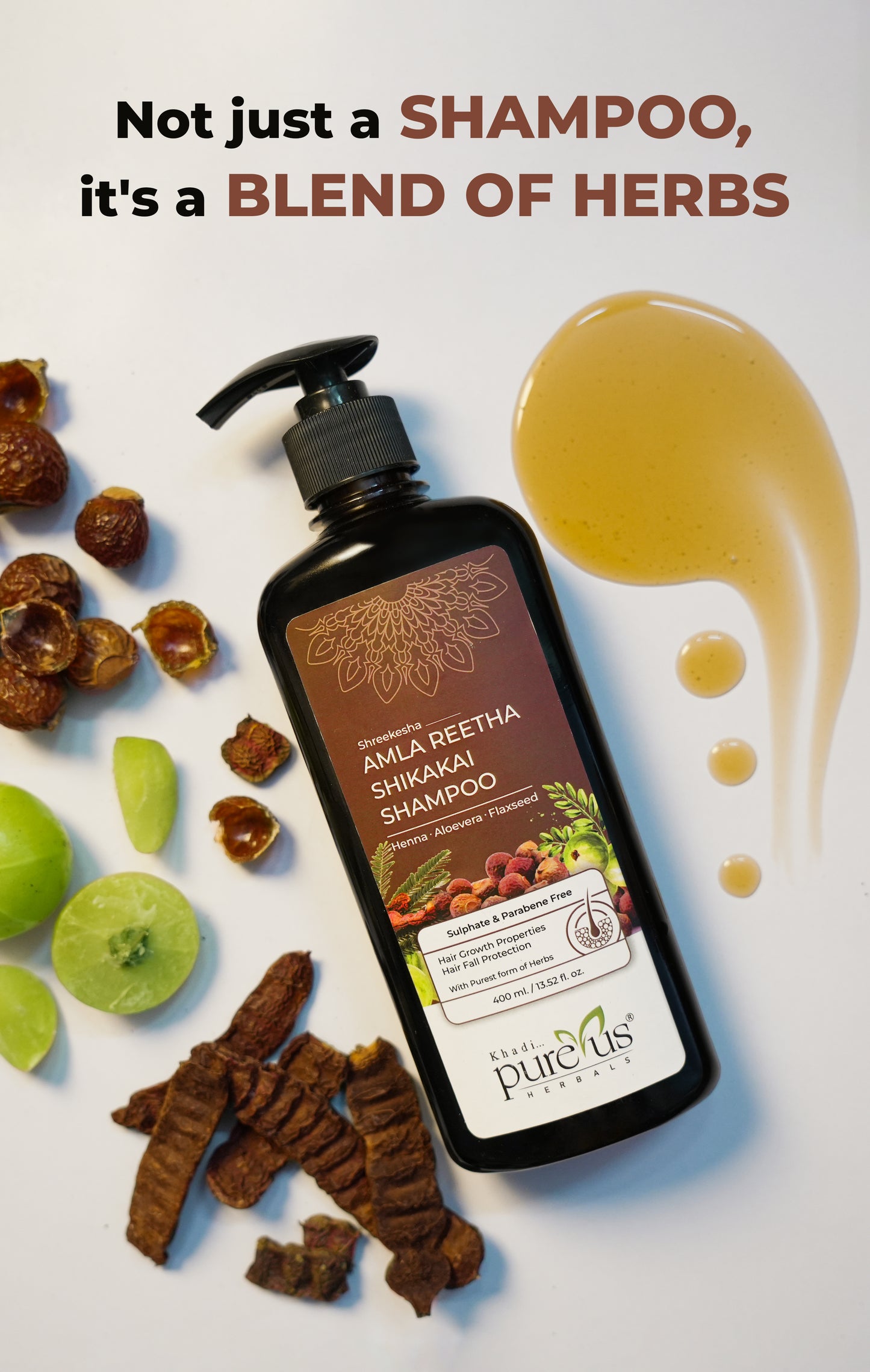 Shreekesha Amla Reetha Shikakai Sulphate Free Shampoo for Hair Fall (400 ml)