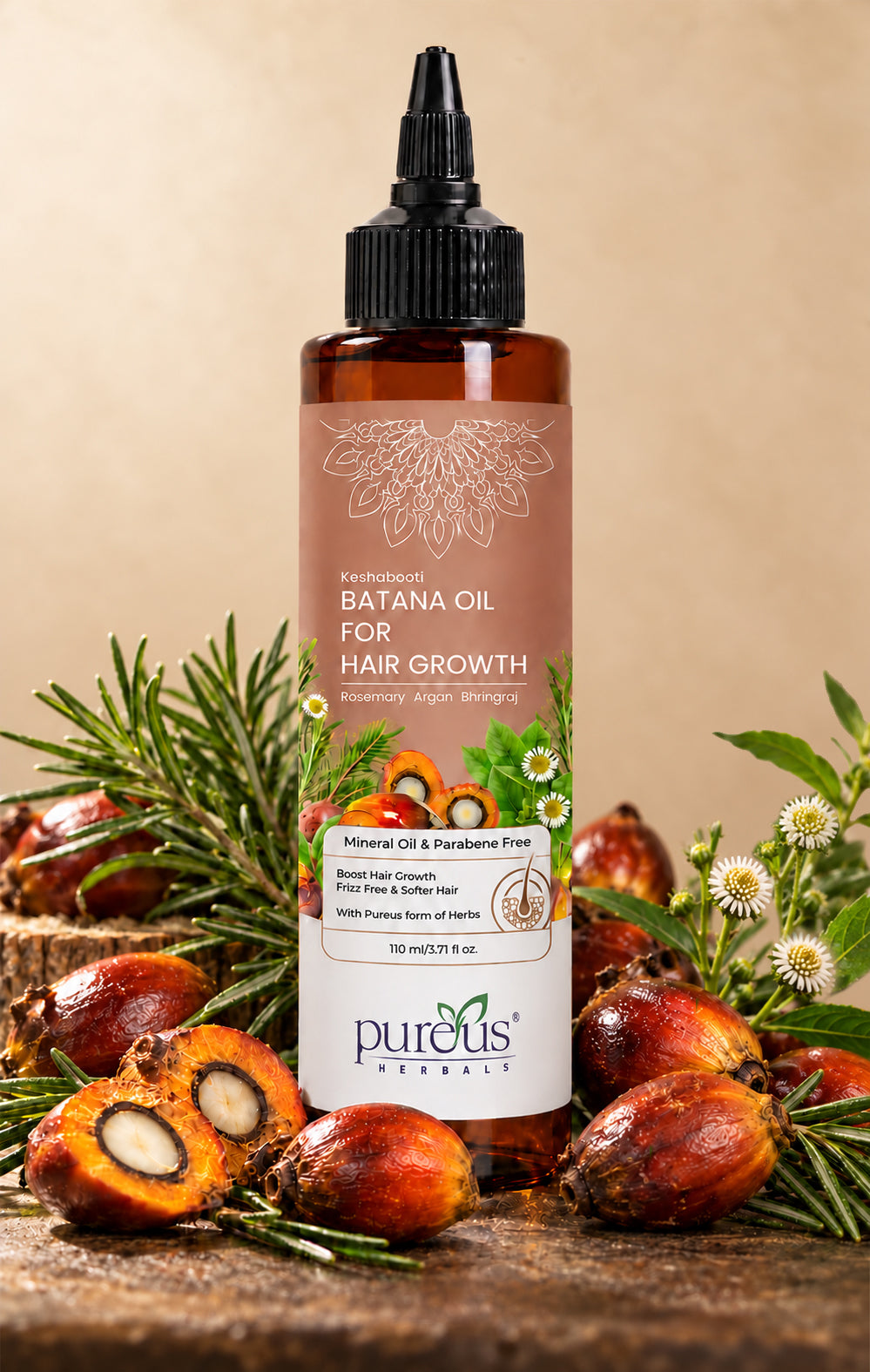 Keshabooti Batana Hair Growth Oil with Rosemary, Argan & Bhringraj – 110 ml