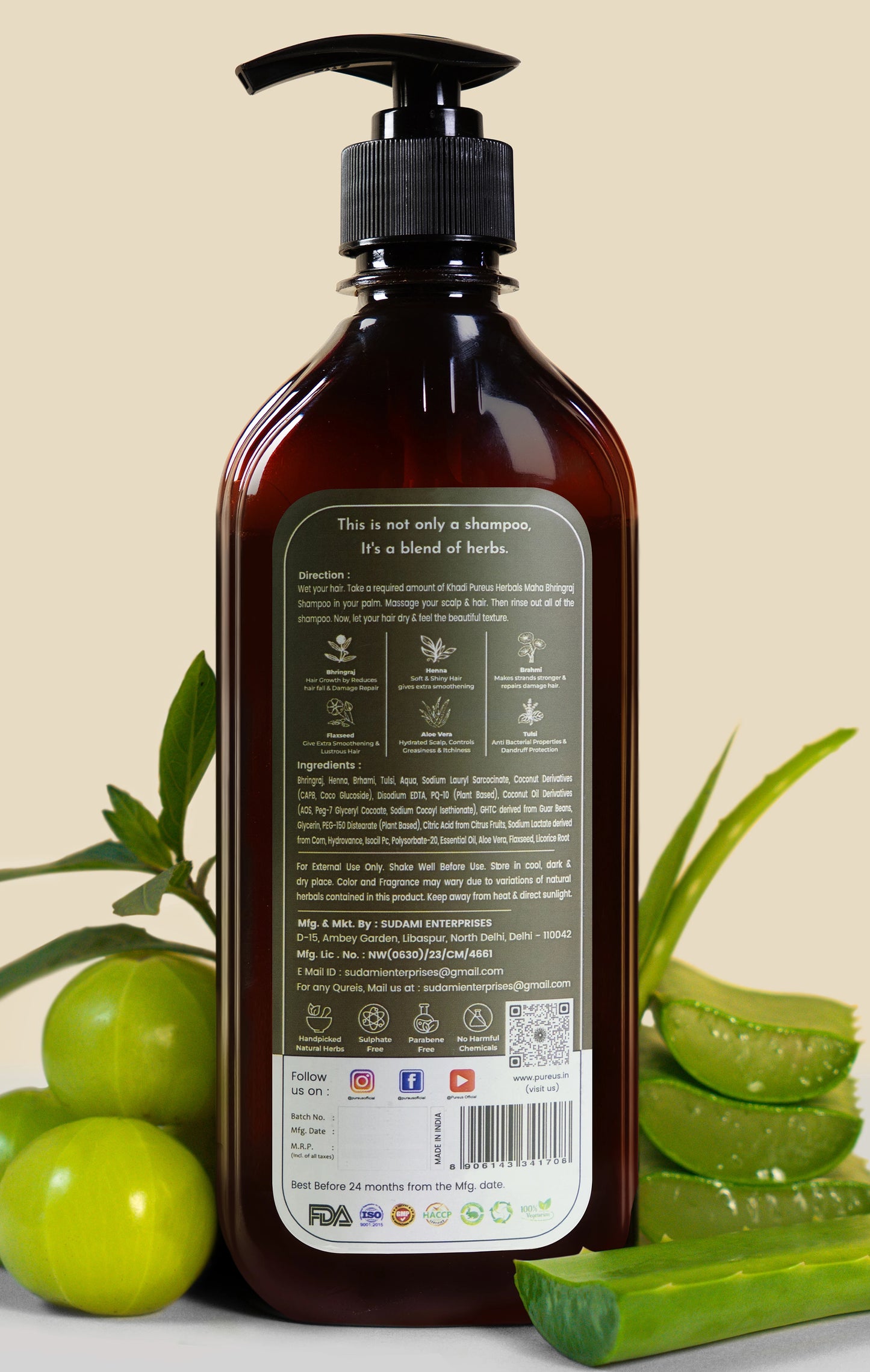 Shreekesha Maha Bhringraj Sulphate Free Shampoo for Hair Fall & Strong Roots (400 ml)