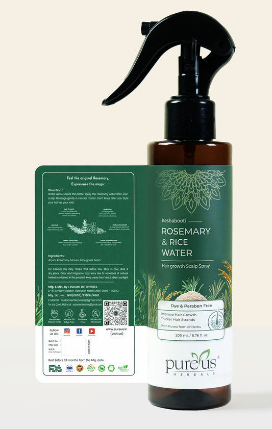 Keshabooti Rosemary Rice Water Mist Spray For Hair Growth (200 ml)