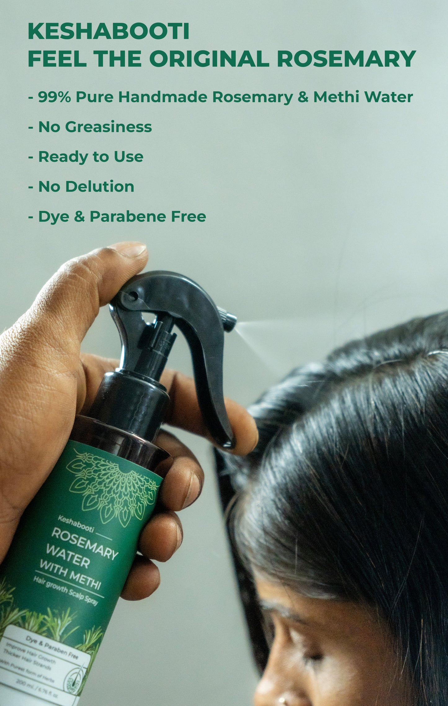 Keshabooti Rosemary Rice Water Mist Spray For Hair Growth (200 ml)