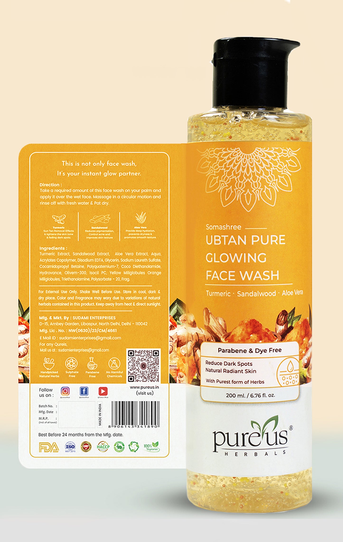 Somashree Ubtan Pure Face Wash for Pimples Free Brightening Skin