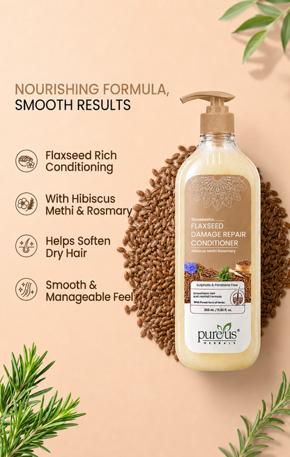 Shreekesha Flaxseed Damage Repair Conditioner for Smoothens & Nourishes Dry Hair- 350 ml