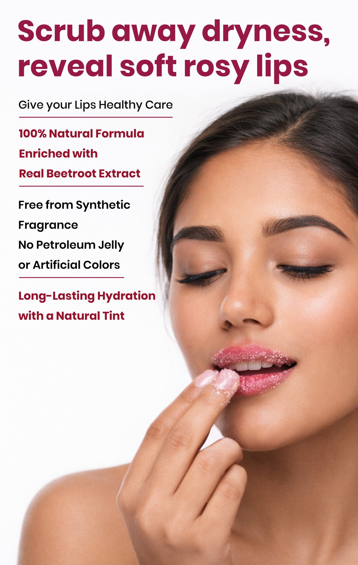Madhuadhar Beetroot Lip Scrub for Lightens, Exfoliation & Softens Pink Lips