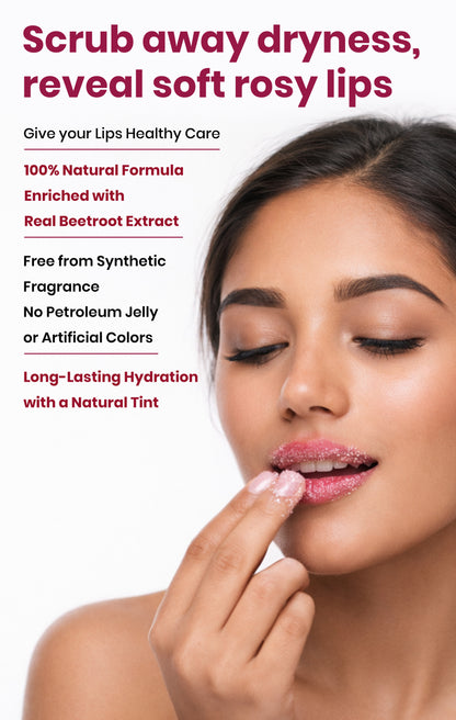 Madhuadhar Beetroot Lip Scrub for Lightens, Exfoliation & Softens Pink Lips