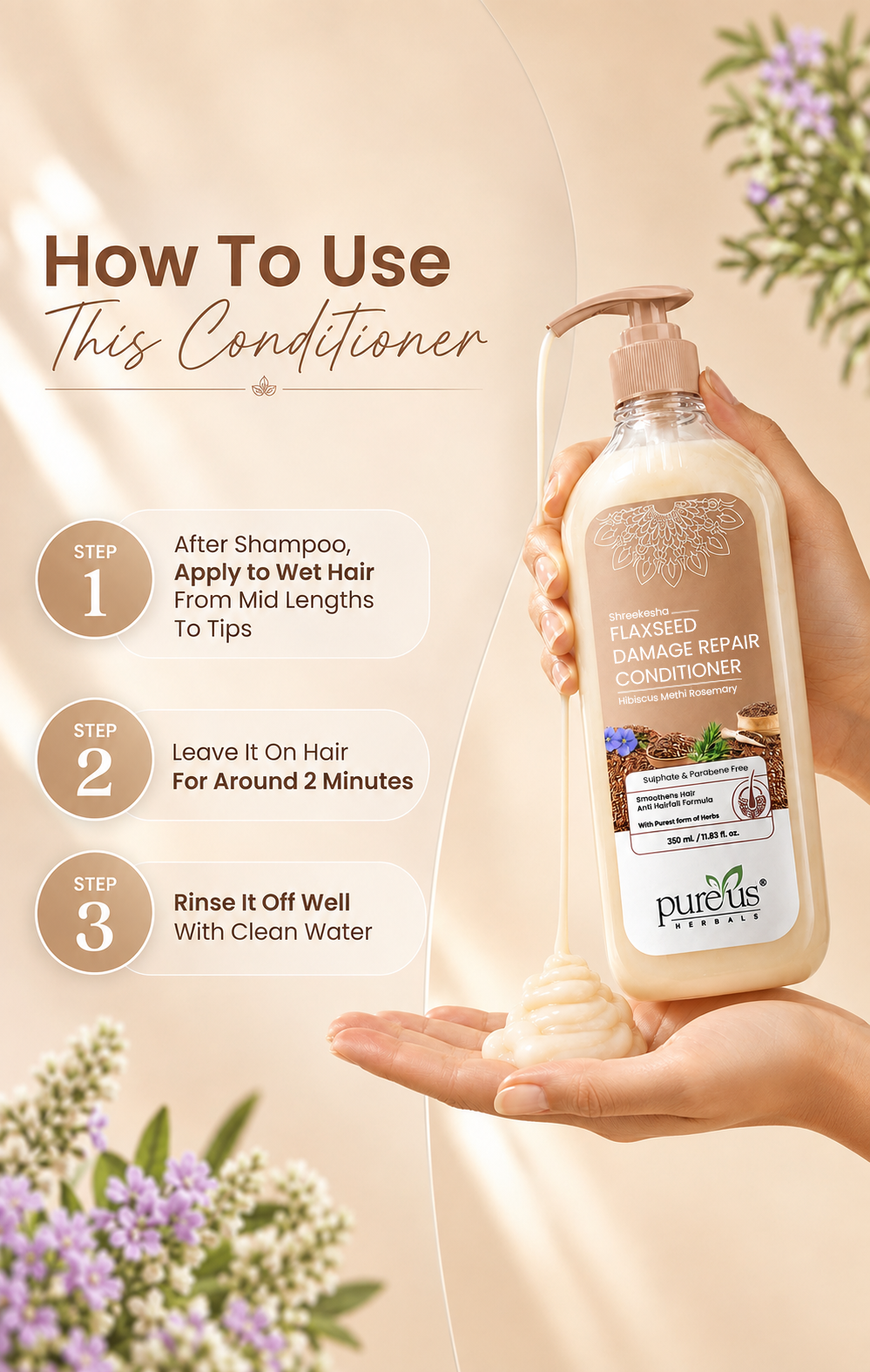 Shreekesha Flaxseed Damage Repair Conditioner for Smoothens & Nourishes Dry Hair- 350 ml