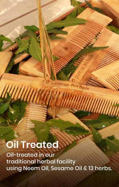100% Natural Oil Treated Neem Wood Comb for Healthy Hair & Scalp (Combo of 3)