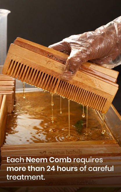 100% Natural Oil Treated Neem Wood Comb for Healthy Hair & Scalp (Combo of 3)