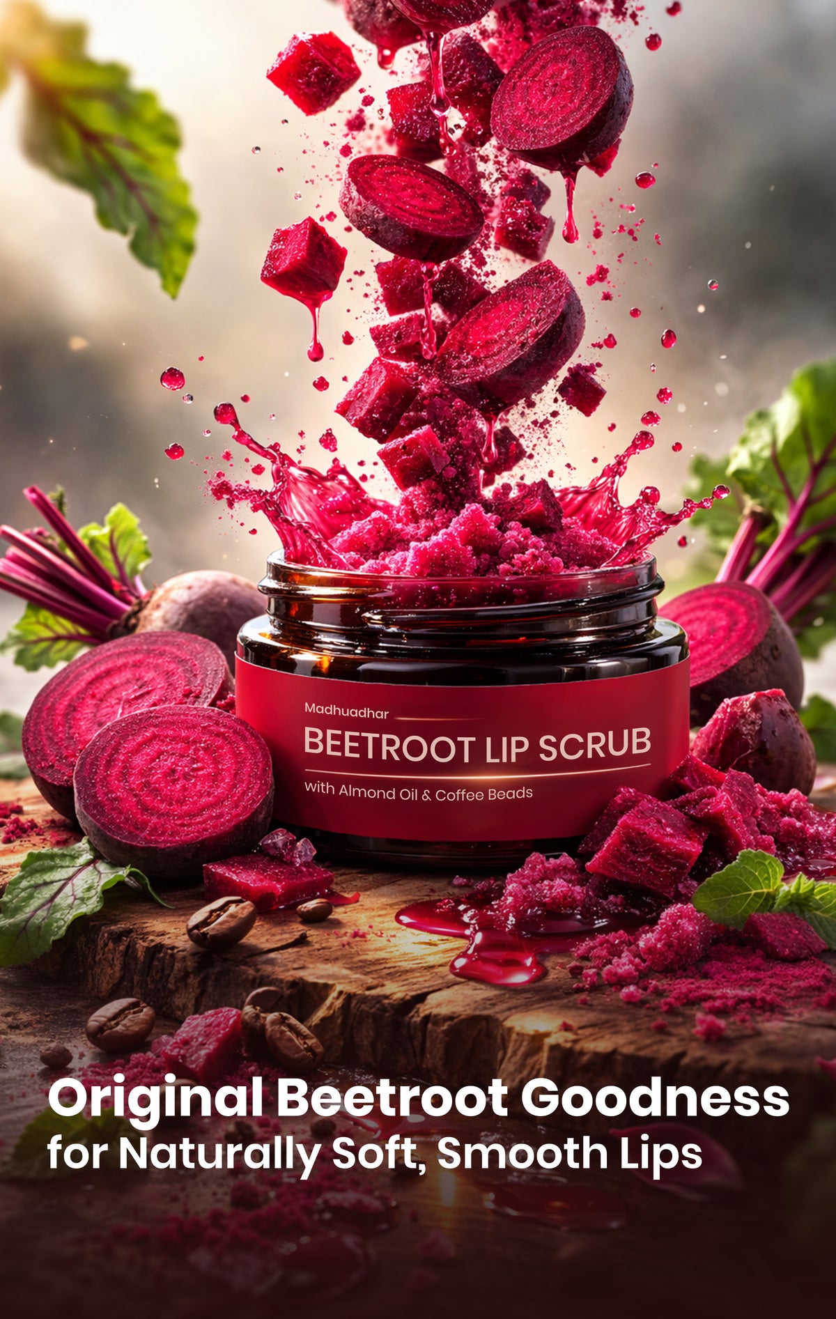 Madhuadhar Beetroot Lip Scrub for Lightens, Exfoliation & Softens Pink Lips