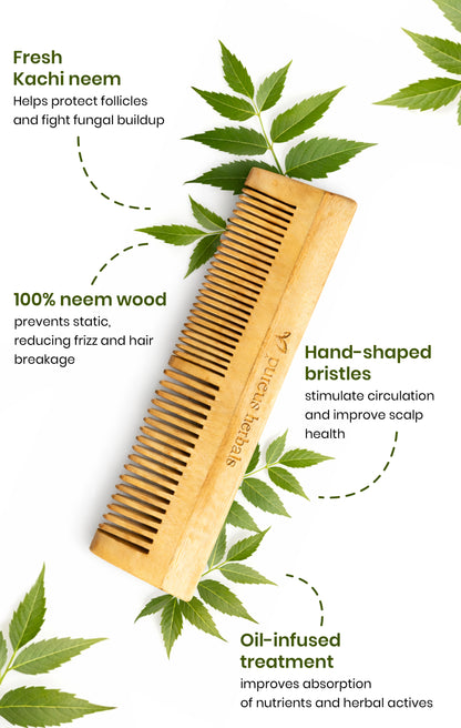 100% Natural Oil Treated Neem Wood Comb for Healthy Hair & Scalp (Combo of 3)