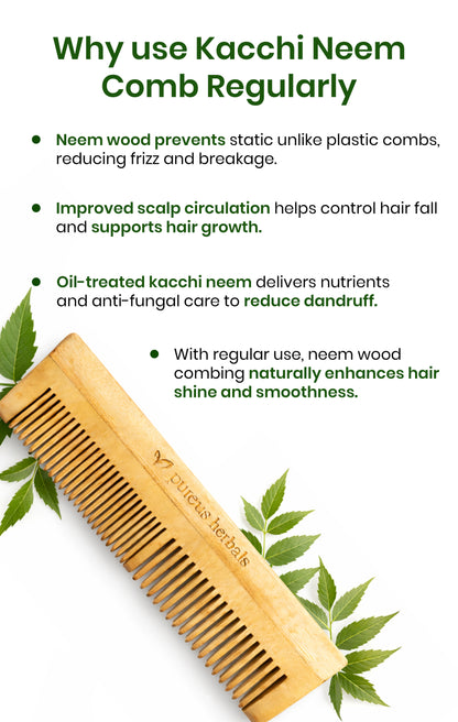 100% Natural Oil Treated Neem Wood Comb for Healthy Hair & Scalp (Combo of 3)