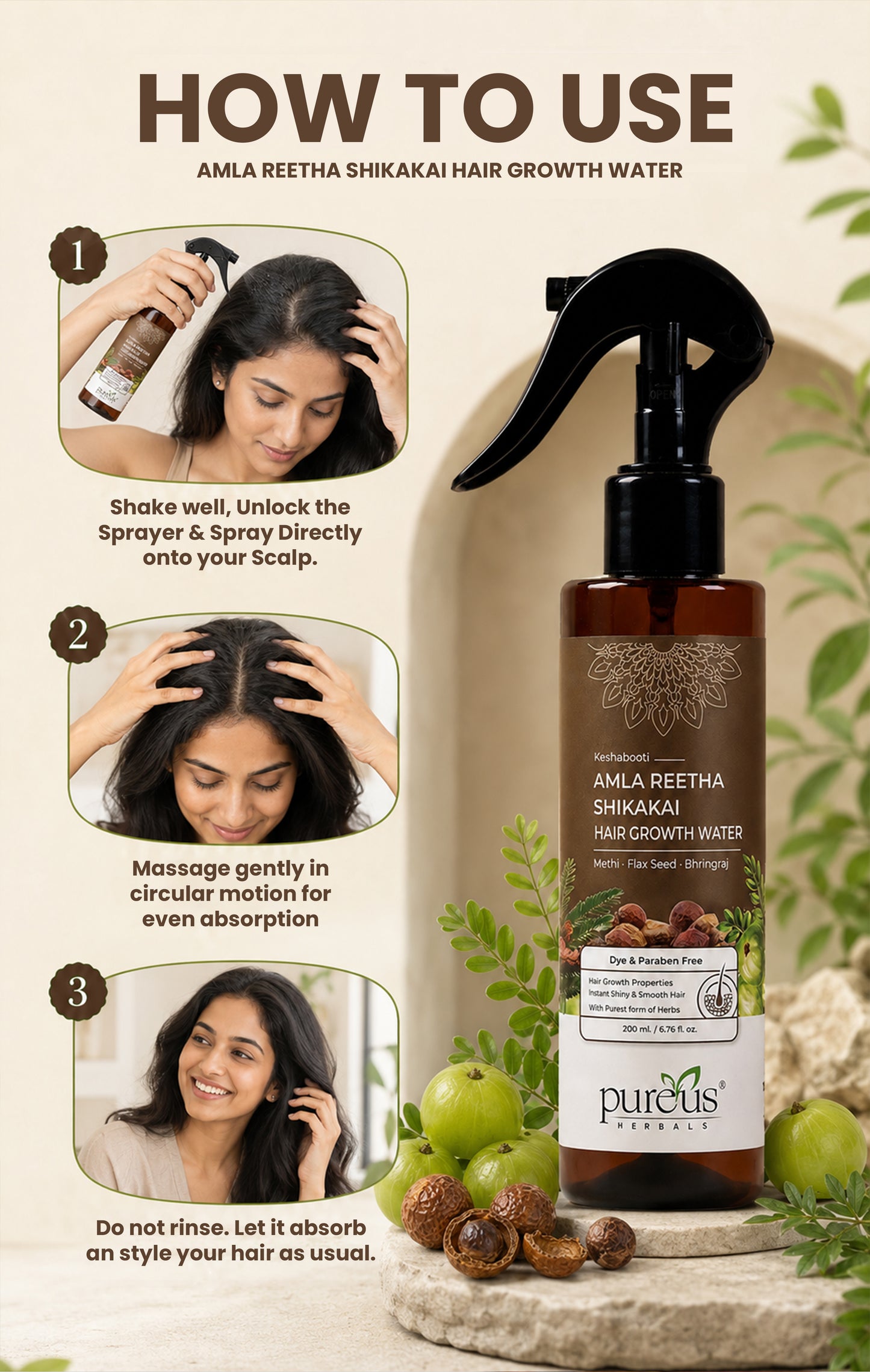 Amla Reetha Shikakai Hair Growth Water (200 ml)