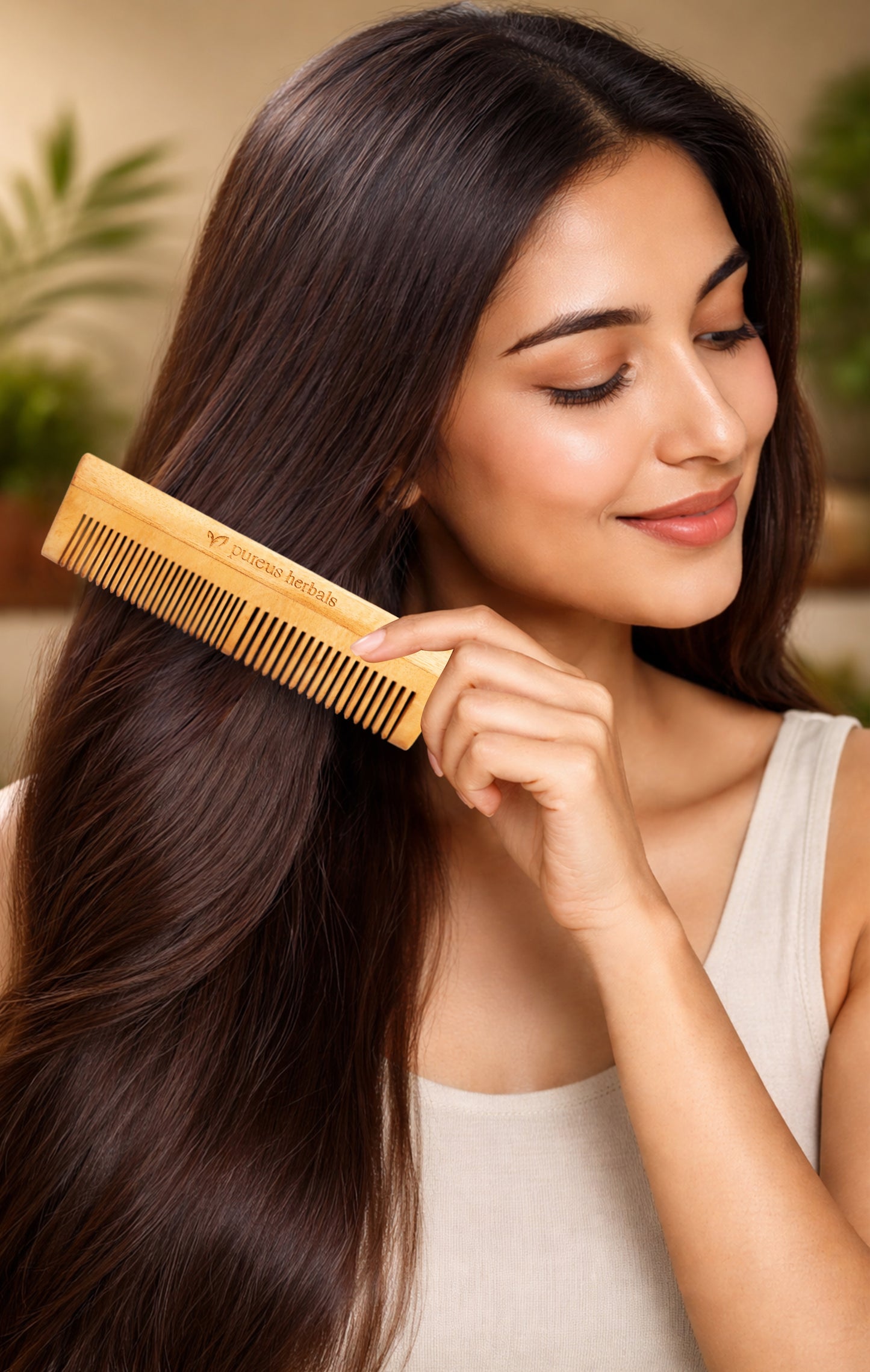 100% Natural Oil Treated Neem Wood Comb for Healthy Hair & Scalp (Combo of 3)
