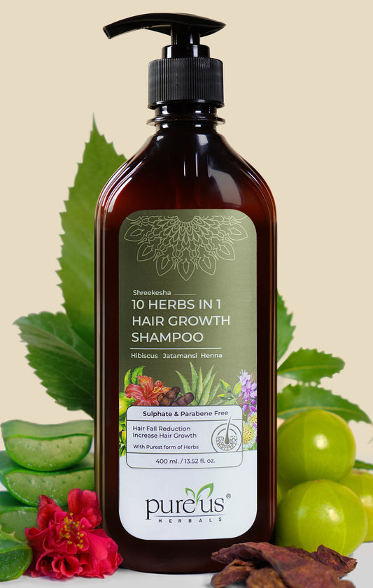 Shreekesha 10 Herbs in 1 Sulphate Free Shampoo for Hair Fall & Damage Control (400 ml)