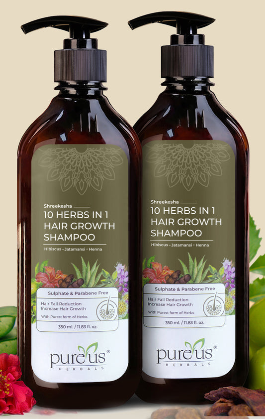 Shreekesha 10 Herbs in 1 Sulphate Free Shampoo for Hair Fall & Damage Control (Pack of 2) (700 ml)
