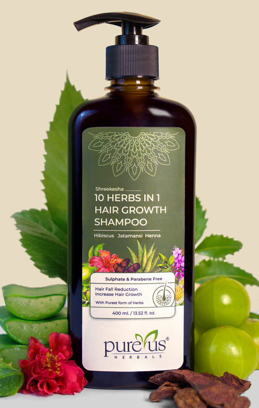 Shreekesha 10 Herbs in 1 Sulphate Free Shampoo for Hair Fall & Damage Control (400 ml)