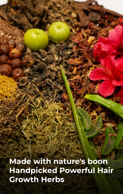 Amla Reetha Shikakai Shampoo, 11 Herbs Keshabooti Hair Growth Oil & Rosemary Rice Water Spray - Hair Growth combo (710 ml)