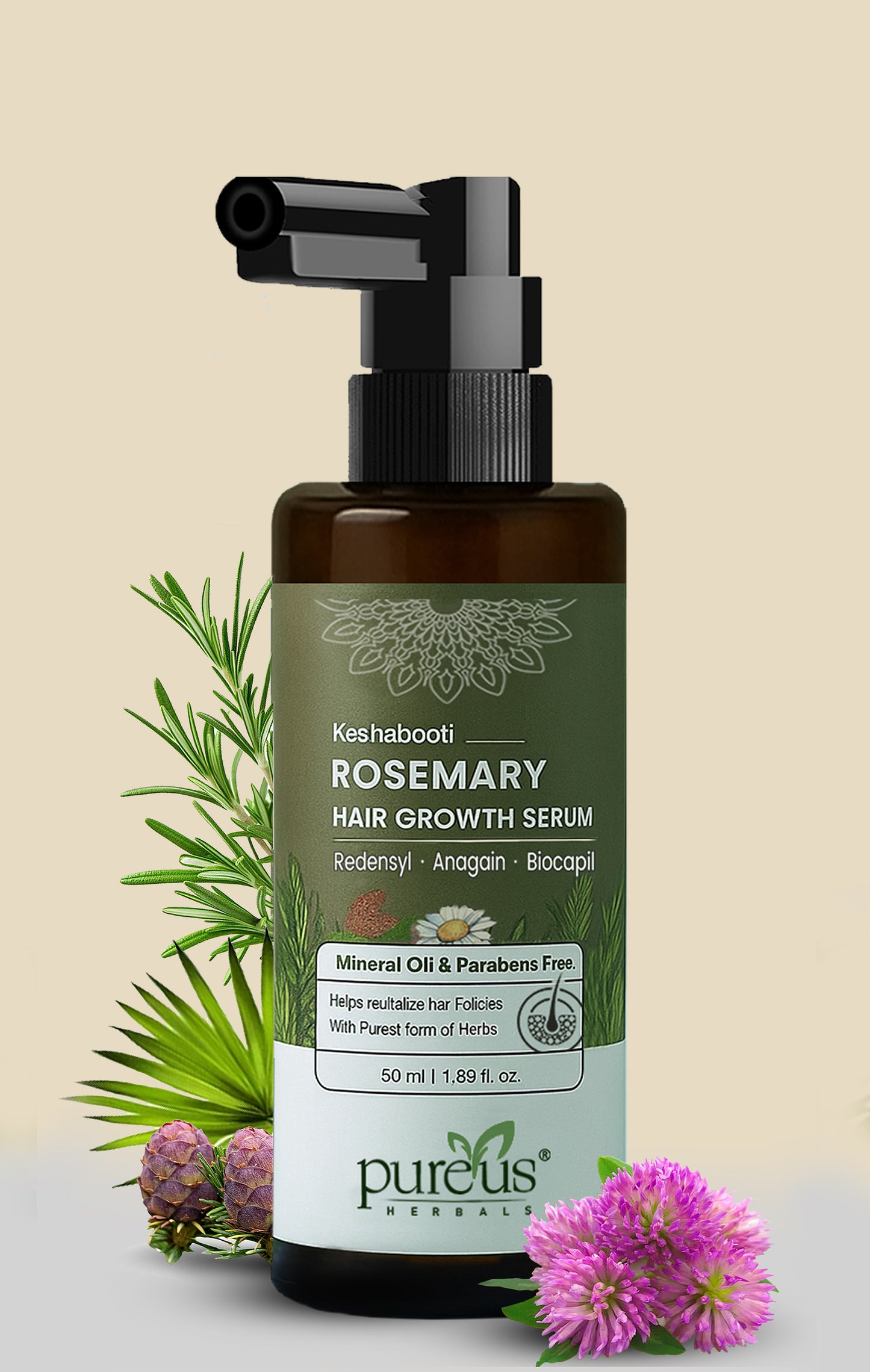 Keshabooti Rosemary Hair Growth Serum with Redensyl, Anagain & Biocapil