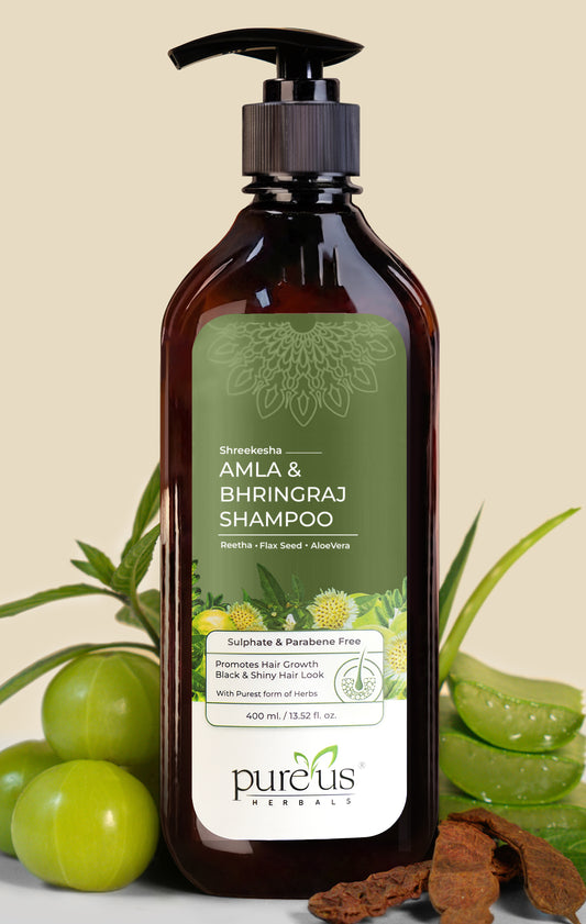 Shreekesha Amla Bhringraj Sulphate Free Shampoo for Hair Fall & Shiny Black Hair (400 ml)