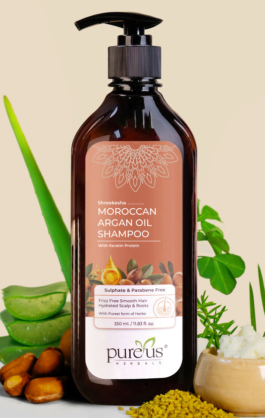 Shreekesha Moroccan Argan Oil Sulphate Free Shampoo for Hair Fall & Frizzy Hair (350 ml)