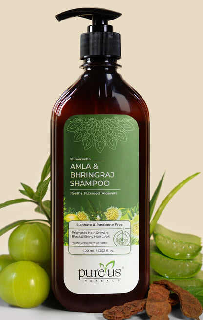 Shreekesha Amla Bhringraj Sulphate Free Shampoo for Hair Fall & Shiny Black Hair (400 ml)