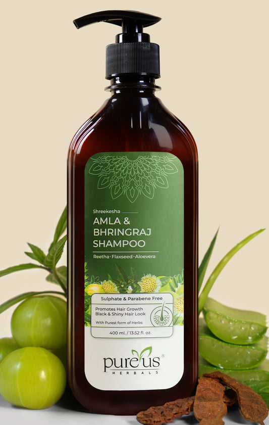 Shreekesha Amla Bhringraj Sulphate Free Shampoo for Hair Fall & Shiny Black Hair (400 ml)