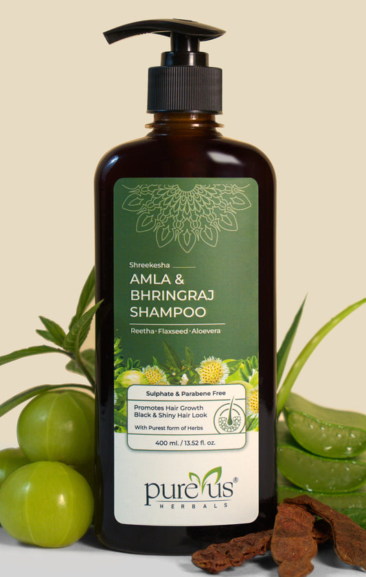 Shreekesha Amla Bhringraj Sulphate Free Shampoo for Hair Fall & Shiny Black Hair (400 ml)
