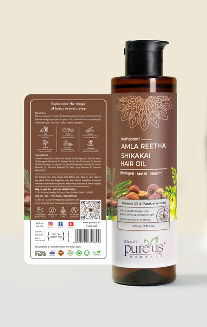 Pureus Herbals Keshabooti Amla Reetha Shikakai Hair Oil for Hair Fall with Comb Applicator