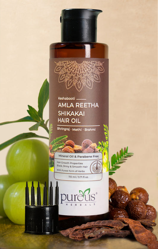 Keshabooti Amla Reetha Shikakai Hair Oil with Comb Applicator (110 ml)