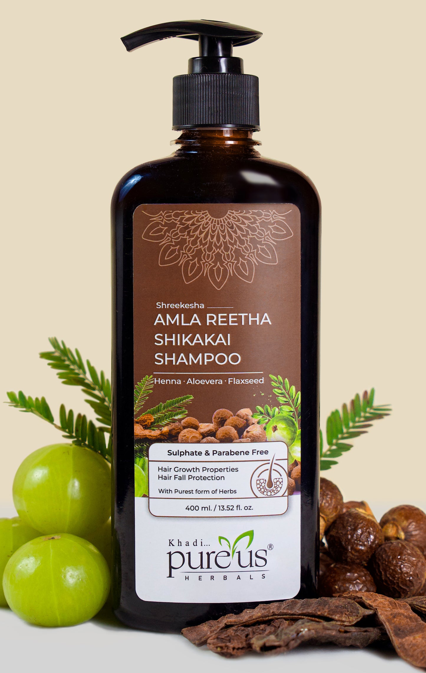 Shreekesha Amla Reetha Shikakai Sulphate Free Shampoo for Hair Fall (400 ml)