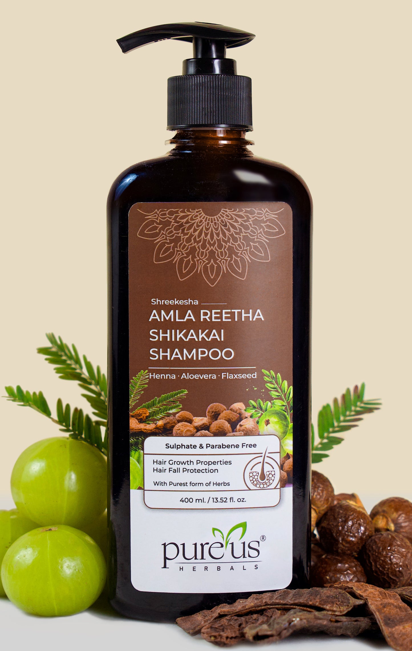 Shreekesha Amla Reetha Shikakai Sulphate Free Shampoo for Hair Fall (400 ml)