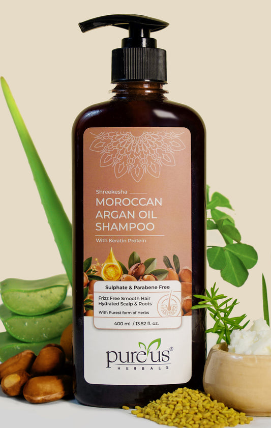 Shreekesha Moroccan Argan Oil Sulphate Free Shampoo for Hair Fall & Frizzy Hair (400 ml)