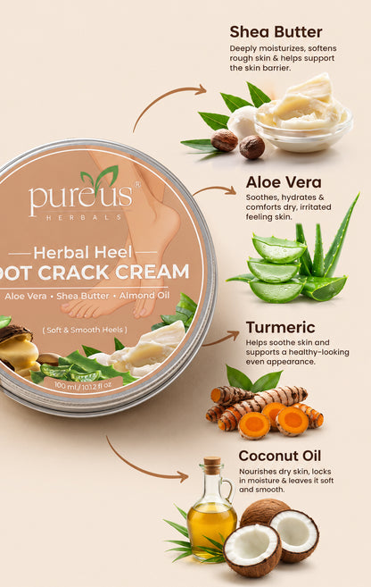 Pureus Herbals Herbal Heel Foot Crack Cream for Dry, Rough & Cracked Heels - 100 gm
