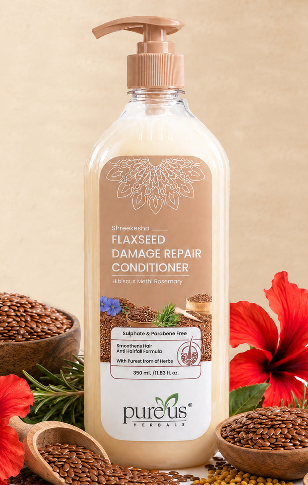 Shreekesha Flaxseed Damage Repair Conditioner for Smoothens & Nourishes Dry Hair- 350 ml