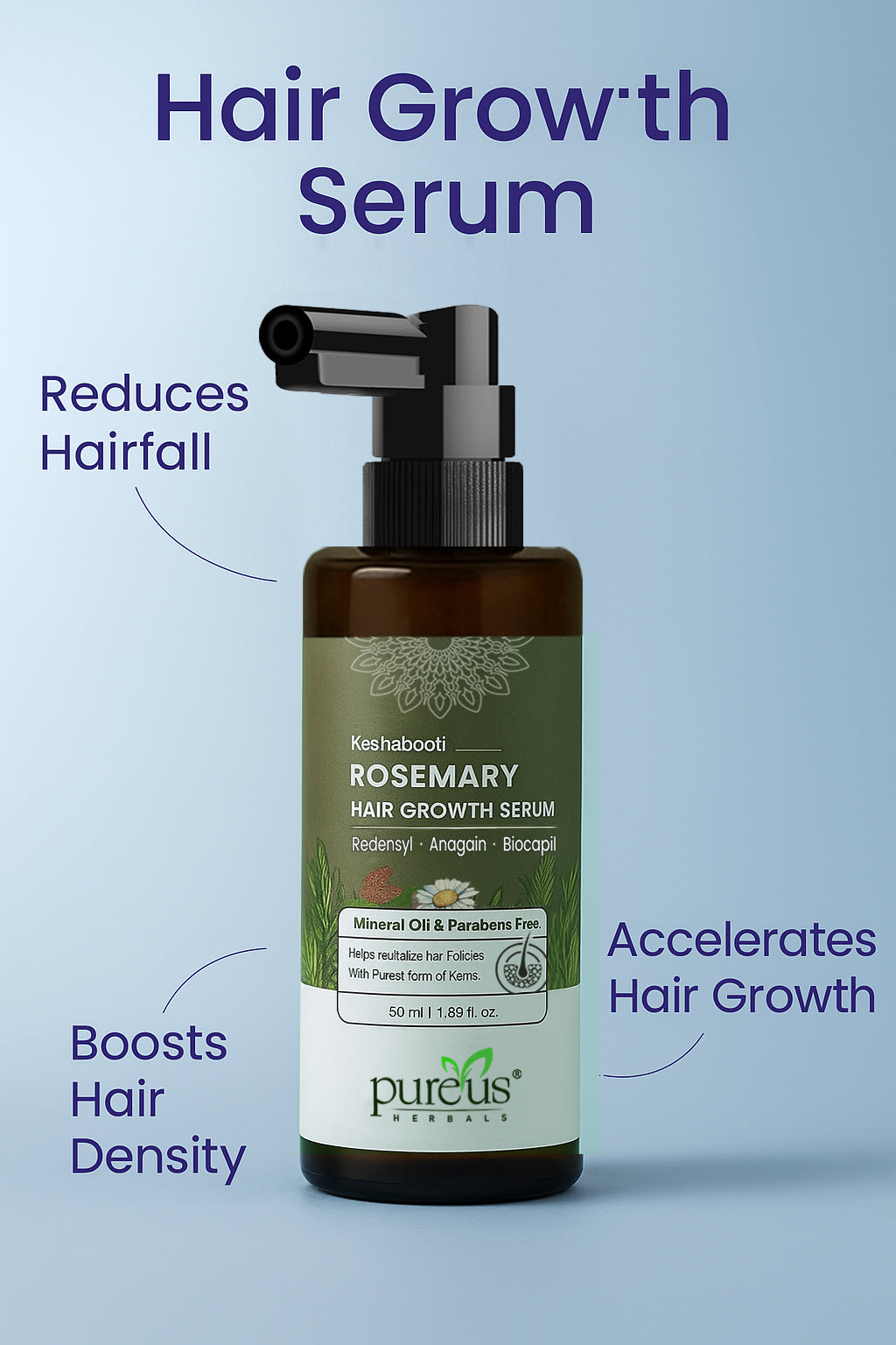 Keshabooti Rosemary Hair Growth Serum with Redensyl, Anagain & Biocapil
