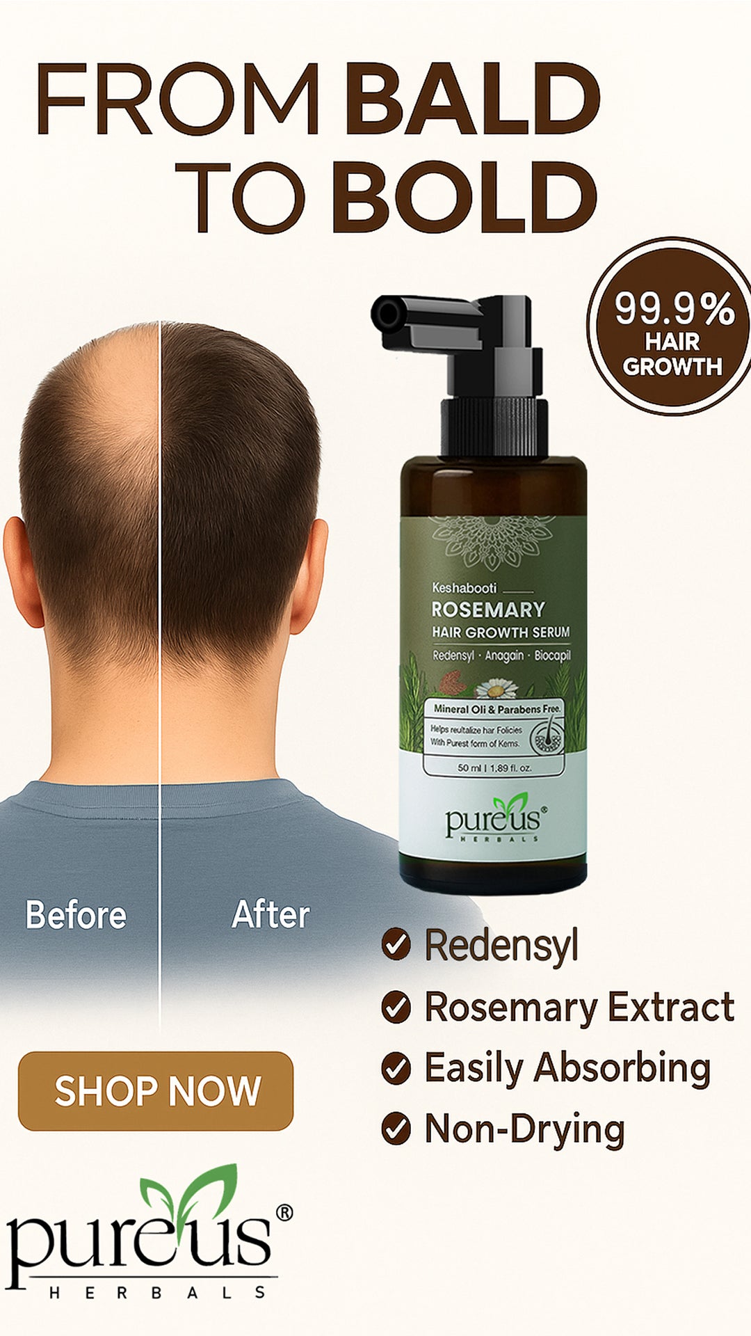 Keshabooti Rosemary Hair Growth Serum with Redensyl, Anagain & Biocapil