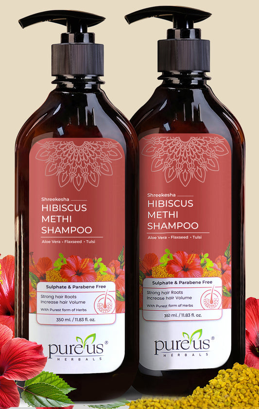 Pureus Herbals Hibiscus Methi Sulphate & Parabene free Shampoo for Strong Roots (Pack of 2) (700 ml)