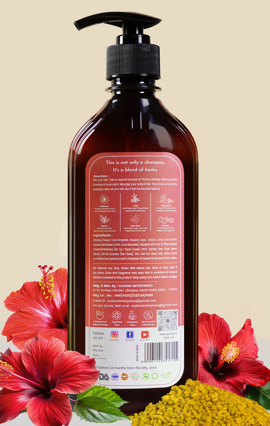 Pureus Herbals Hibiscus Methi Sulphate & Parabene free Shampoo for Strong Roots