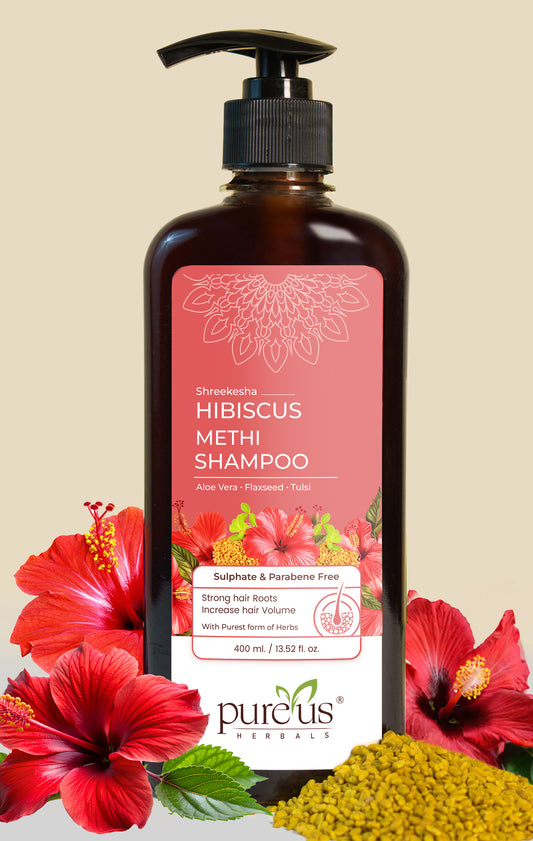 Pureus Herbals Hibiscus Methi Sulphate & Parabene free Shampoo for Strong Roots