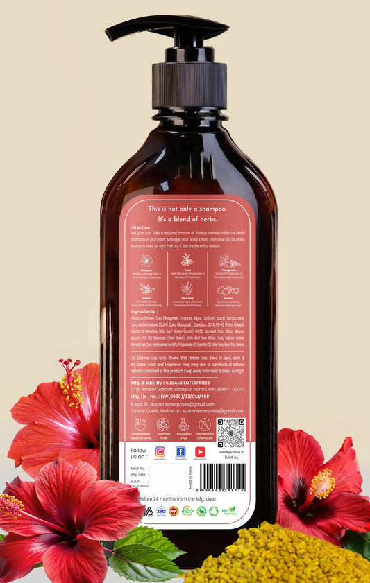 Pureus Herbals Hibiscus Methi Sulphate & Parabene free Shampoo for Strong Roots