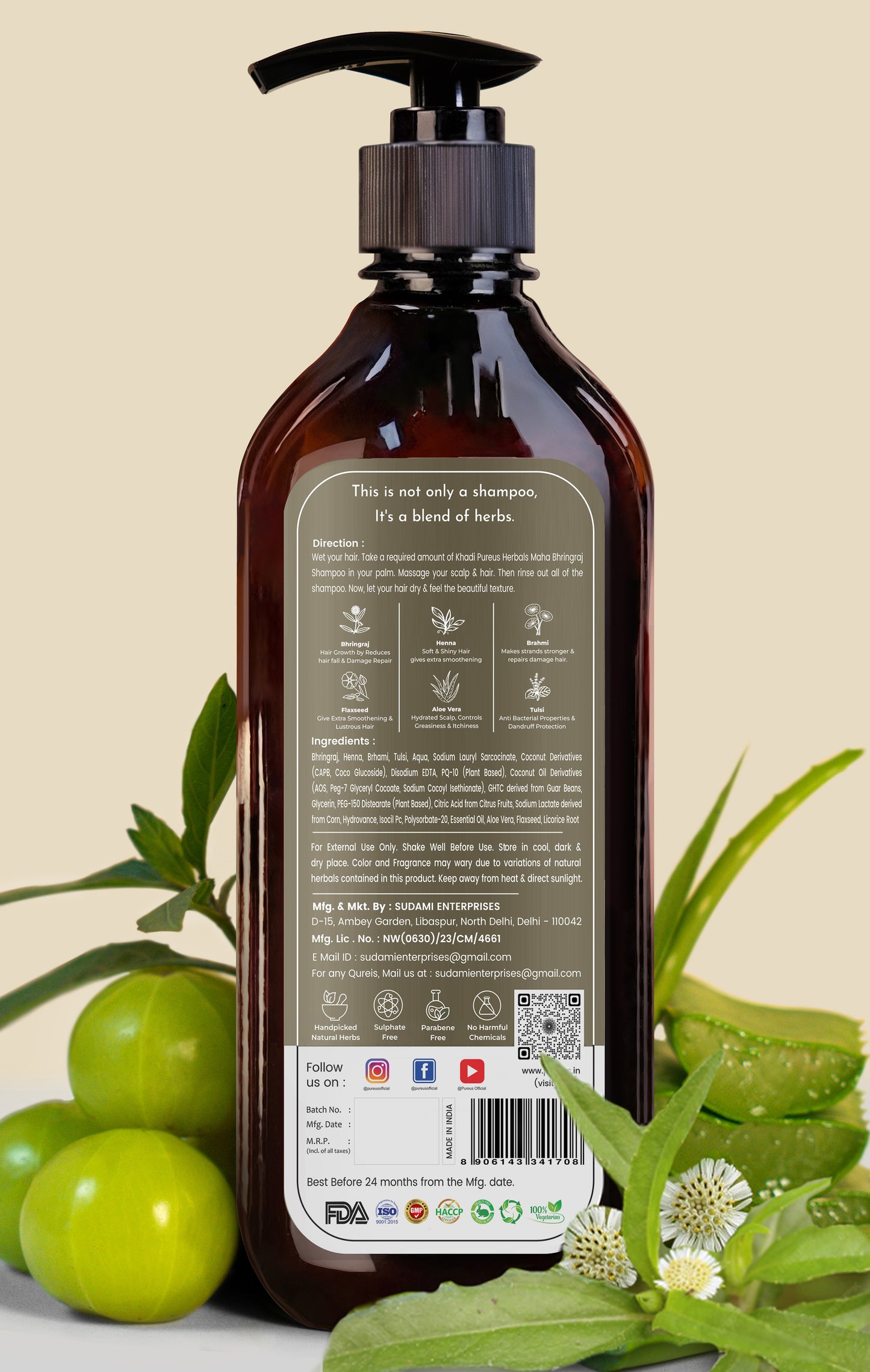 Shreekesha Maha Bhringraj Sulphate Free Shampoo for Hair Fall & Strong Roots (350 ml)