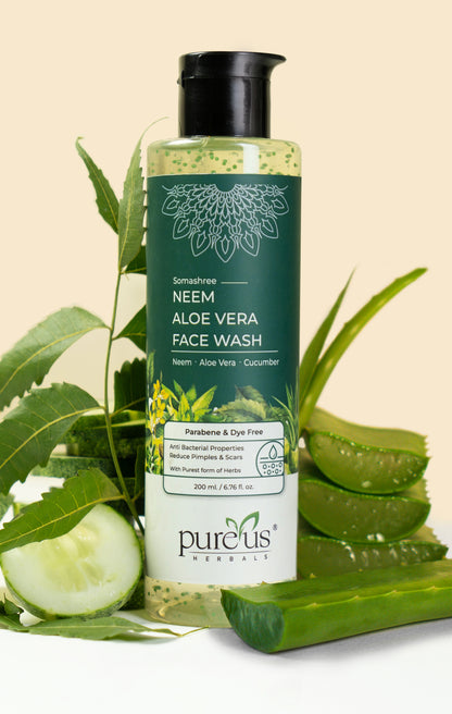 Somashree Neem Aloe Vera Face Wash for Pimples free Glowing & Purifying Skin