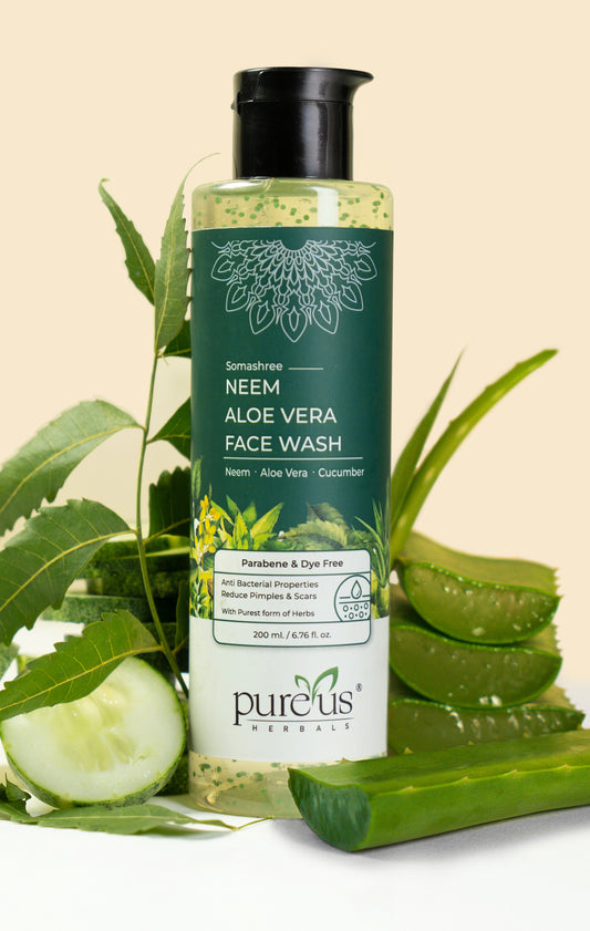 Somashree Neem Aloe Vera Face Wash for Pimples free Glowing & Purifying Skin