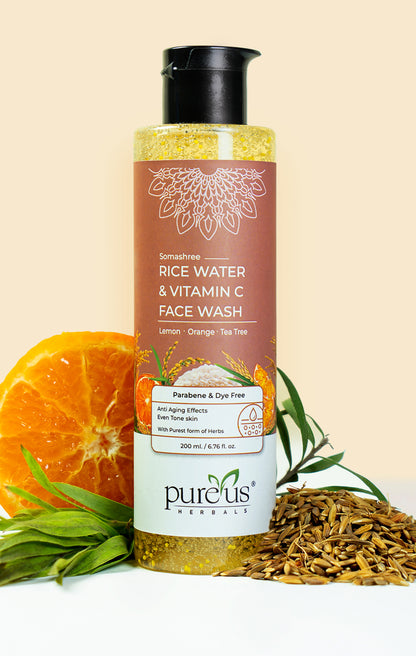 Somashree Rice Water & Vitamin C Face Wash for Glowing Skin & Pigmentation