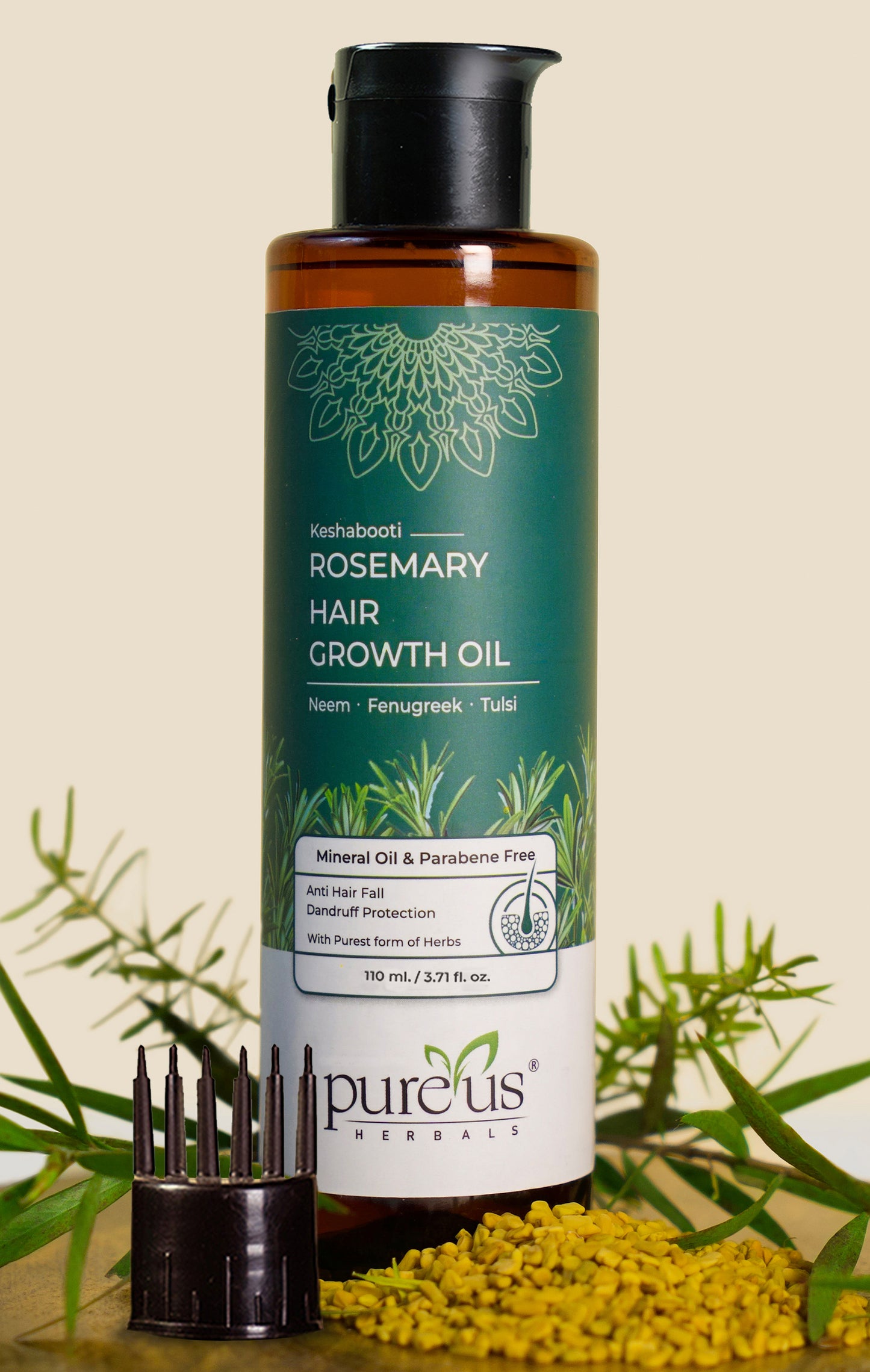 Keshabooti Rosemary Hair Growth Oil for Controls Hair fall with comb Applicator
