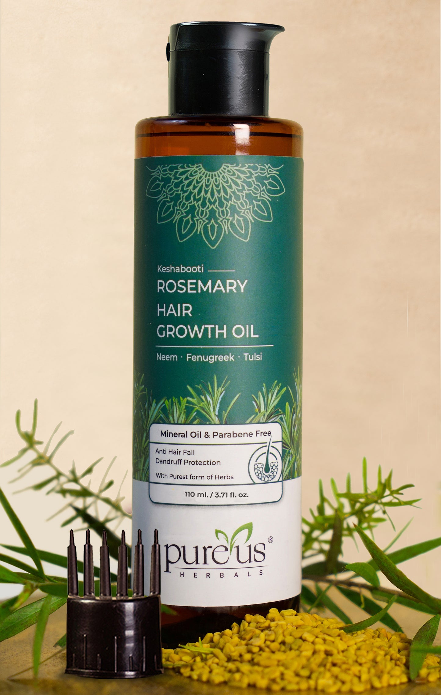 Keshabooti Rosemary Hair Growth Oil with comb Applicator (110 ml)