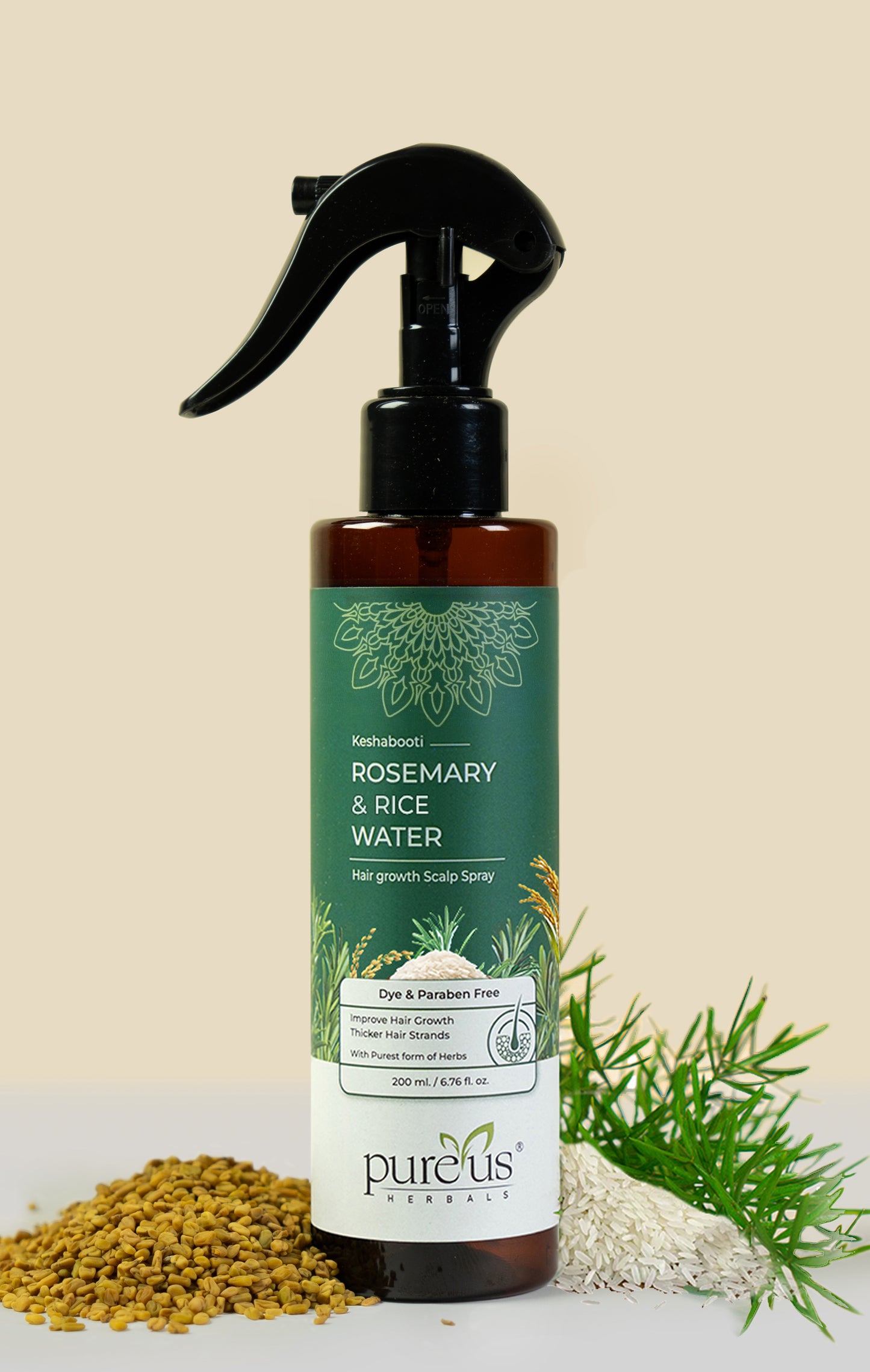 Keshabooti Rosemary Rice Water Mist Spray For Hair Growth (200 ml)